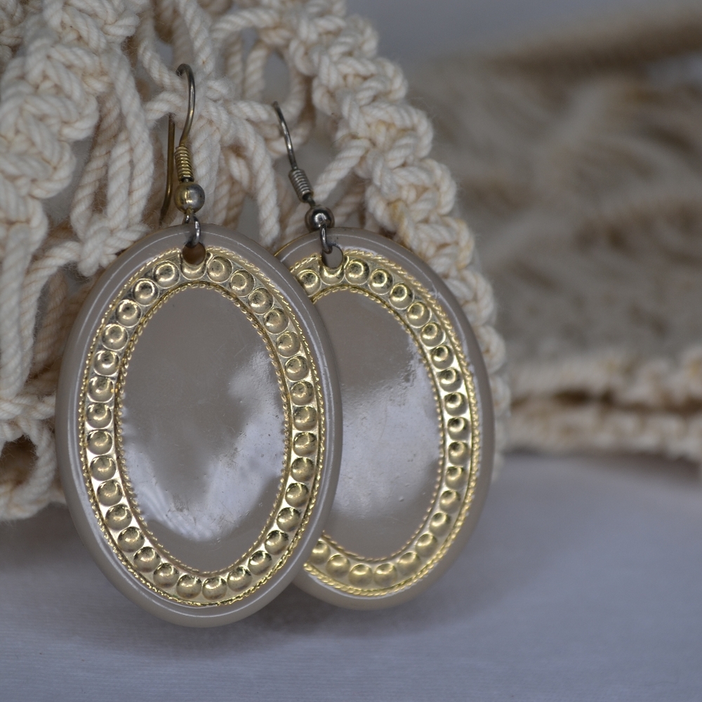Earrings - tan and gold